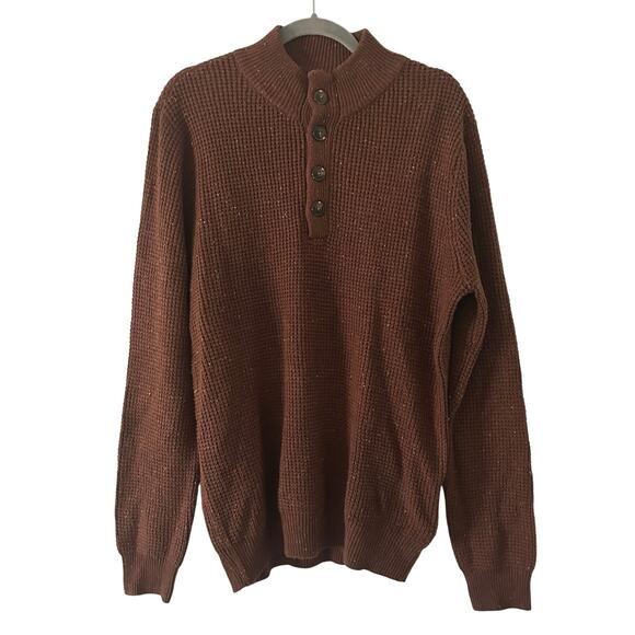 Alesbury Mens Waffle Knit Pullover Button Mock Neck Sweater M Medium NWOT - Picture 1 of 7